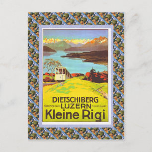 Vintages Swiss Raulway Poster, Dietschiberg, Luzer Postkarte
