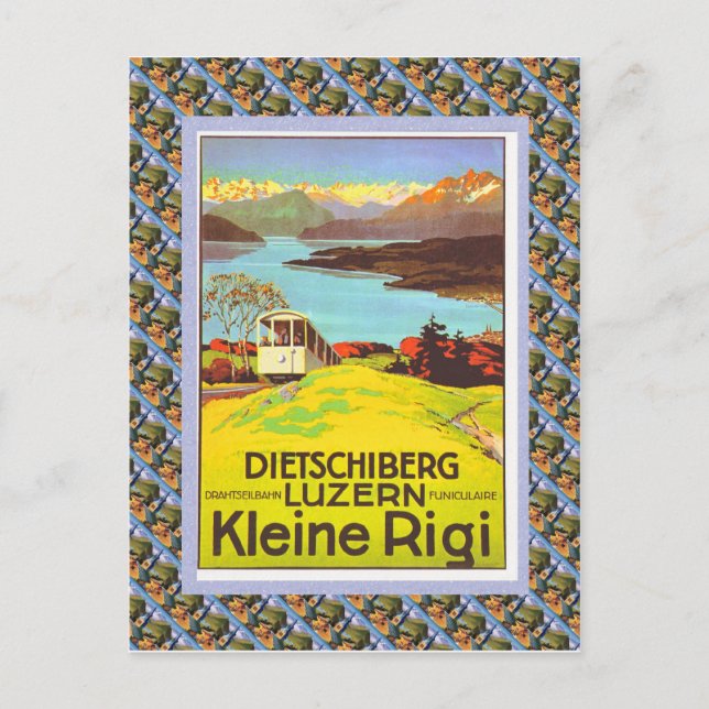 Vintages Swiss Raulway Poster, Dietschiberg, Luzer Postkarte (Vorderseite)