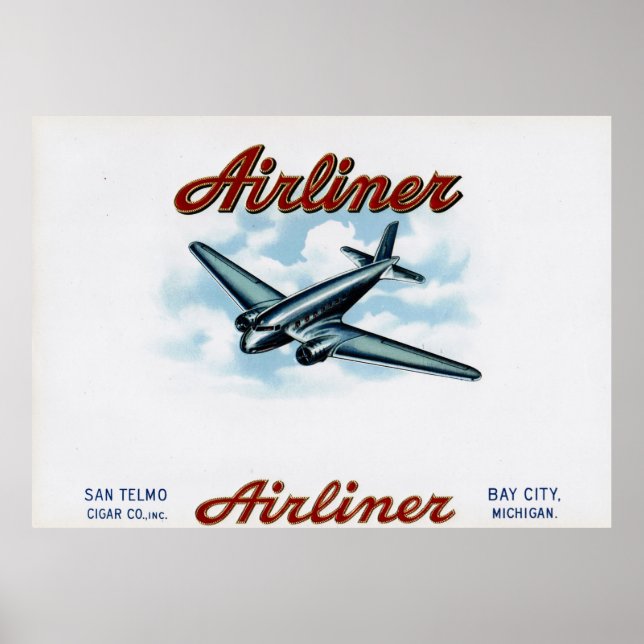 Vintages Symbol für das Airliner-Kästchen Poster (Vorne)