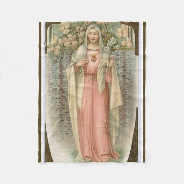 Vintages tadelloses Herz von Mary w/flowers Fleecedecke (Vorderseite)