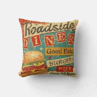Vintages Tafelschild Diner Metal, Diner, Retro, v Kissen