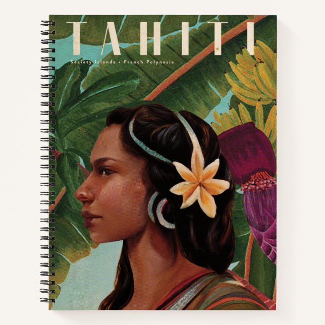 Vintages Tahiti-Inselmädchen Notizbuch (Vorderseite)