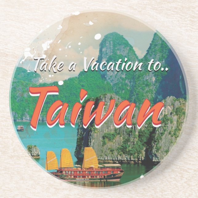 Vintages Taiwan Reiseplakat Getränkeuntersetzer (Vorne)