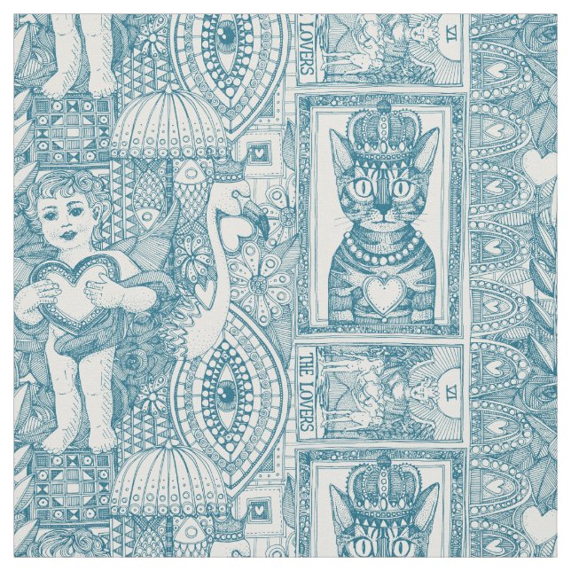 Vintages Talentkitschpfauenblau Stoff (Muster)