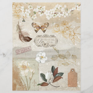 Vintages Tan Brown Decoupage Blumenstollenbuch