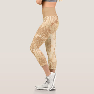 Vintages Tan Landschaftstoil mit Urnen und Spalten Capri Leggings