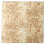 Vintages Tan Landschaftstoil mit Urnen und Spalten Fliese<br><div class="desc">Historische ca. 1900 Vintage Bräunungs- und Cremetönen Toilendesign mit alten Säulen, Kronen und Steintreppen umgeben von Bäumen in einem schattigen Waldhain.</div>