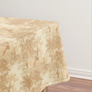 Vintages Tan Landschaftstoil mit Urnen und Spalten Tischdecke