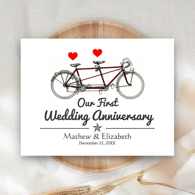 Vintages Tandem Bicycle Custom Wedding Jubiläum Postkarte (Von Creator hochgeladen)