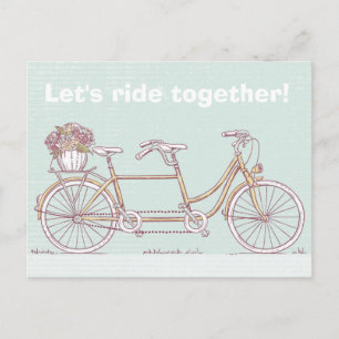 Vintages Tandem-Fahrrad Postkarte