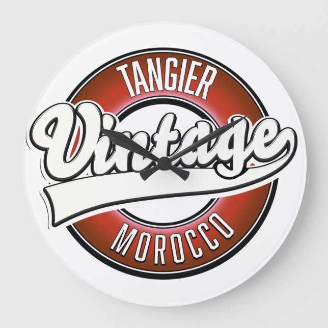 Vintages Tangier-Marokko-Logo Große Wanduhr (Vorderseite)