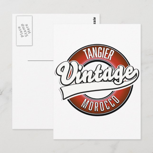 Vintages Tangier-Marokko-Logo Postkarte (Vorne/Hinten)