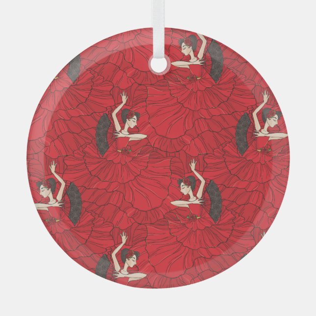 Vintages Tango Flamenco-Tanzmuster Ornament Aus Glas (Vorderseite)