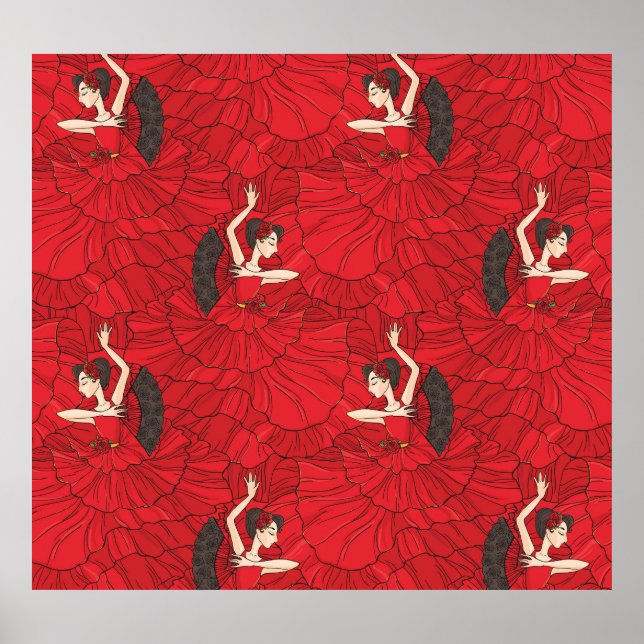 Vintages Tango Flamenco-Tanzmuster Poster (Vorne)