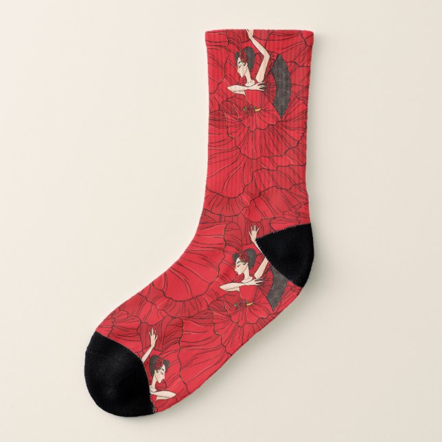 Vintages Tango Flamenco-Tanzmuster Socken (Links - Außen)