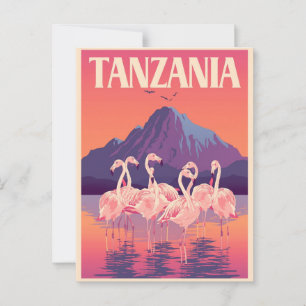 Vintages Tansania Afrika Flamingo Bergtour Postkarte