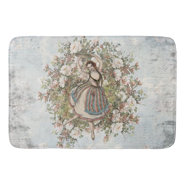 Vintages Tanzen-Sinti und Roma-Blumenmischung und Badematte (Vorderseite)