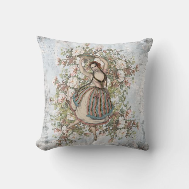 Vintages Tanzen-Sinti und Roma-Blumenmischung und Kissen (Vorderseite)