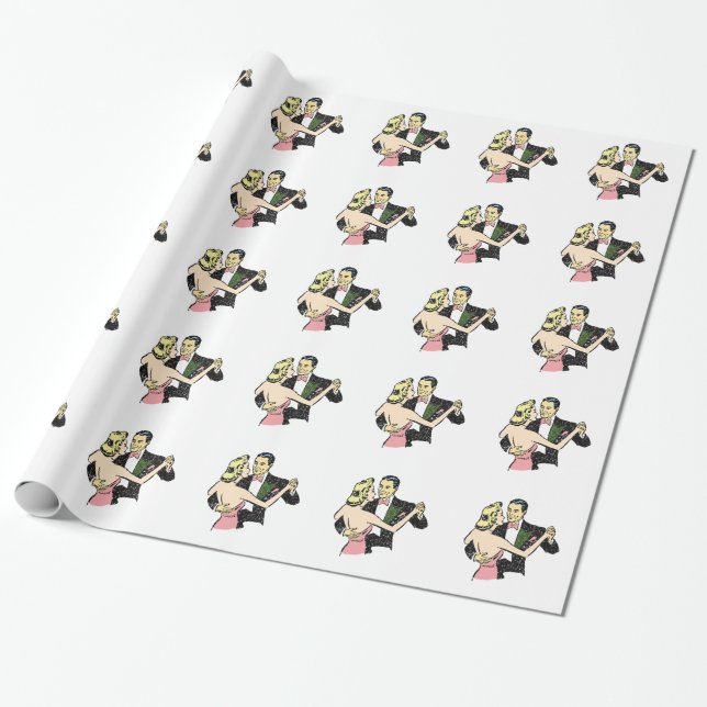 Vintages Tanzpaar Geschenkpapier (Ungerollt)