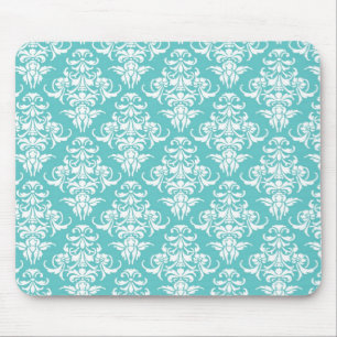 Vintages Tapetenmuster des blauen Damastes Mousepad