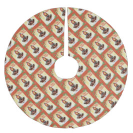 Vintages Tartan Girl "Frohe Weihnachten" Polyester Weihnachtsbaumdecke