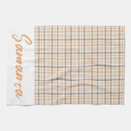 Vintages Tartan-Muster, weiß, grau Geschirrtuch