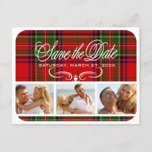 Vintages Tartan-Save the Date-Foto Ankündigungspostkarte