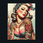 Vintages Tattoo Alte Schule Button-up Postkarte<br><div class="desc">Vintages Tattoo Alte Schule Button-up</div>