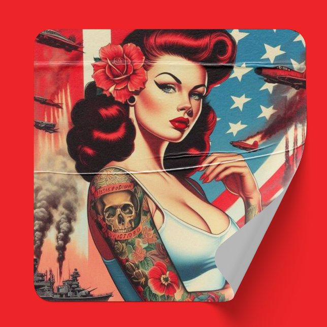 Vintages Tattoo-Button Aufkleber (Von Creator hochgeladen)