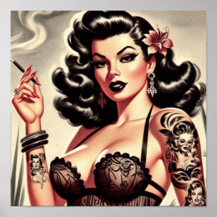Vintages Tattoo-Button Poster