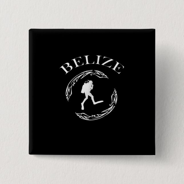 Vintages Tauchen Belize Scuba Ocean Kostümgeschenk Button (Vorderseite)