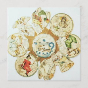 Vintages Tea-Party für Kinder Einladung