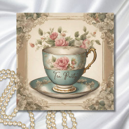 Vintages TeaCup Blumenkohl Brautparty Party Einladung