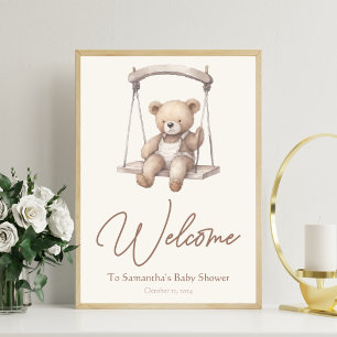 Vintages Teddy Bear Baby Dusche Party Begrüßungsze Poster