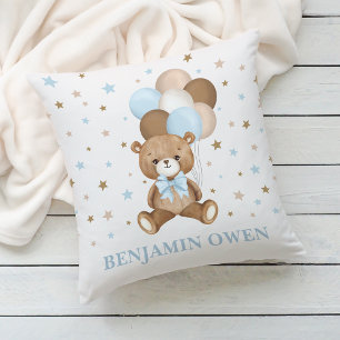 Vintages Teddy Bear Balloons Baby Boy Kinderzimmer Kissen