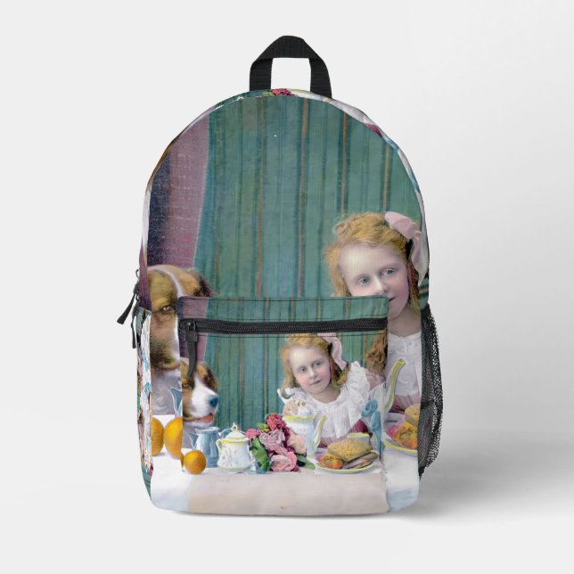 Vintages Tee-Party Bedruckter Rucksack (Vorderseite)