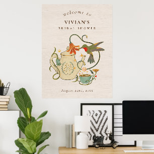 Vintages Tee-Party Brautparty Willkommen Poster