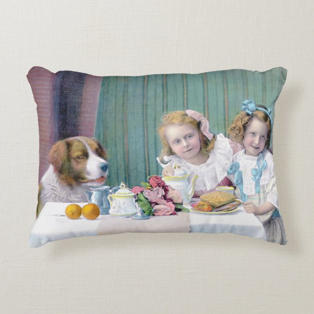 Vintages Tee-Party Dekokissen (Vorderseite)