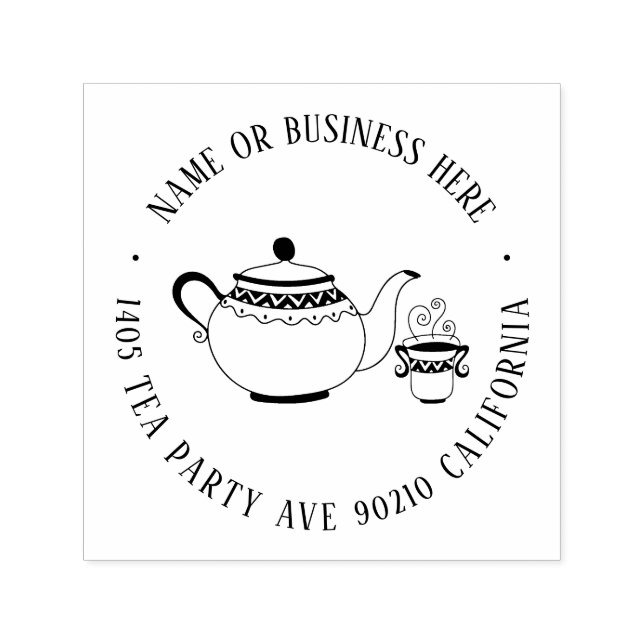 Vintages Tee-Party Firmenname und Rücksendeadresse Permastempel (Design)