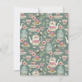 Vintages Tee-Party Mitteilungskarte