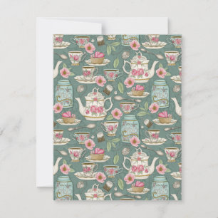 Vintages Tee-Party Mitteilungskarte