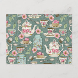 Vintages Tee-Party Postkarte