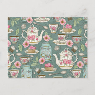 Vintages Tee-Party Postkarte