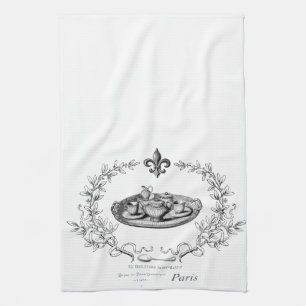 Vintages Teetuch Paris Teaset Handtuch