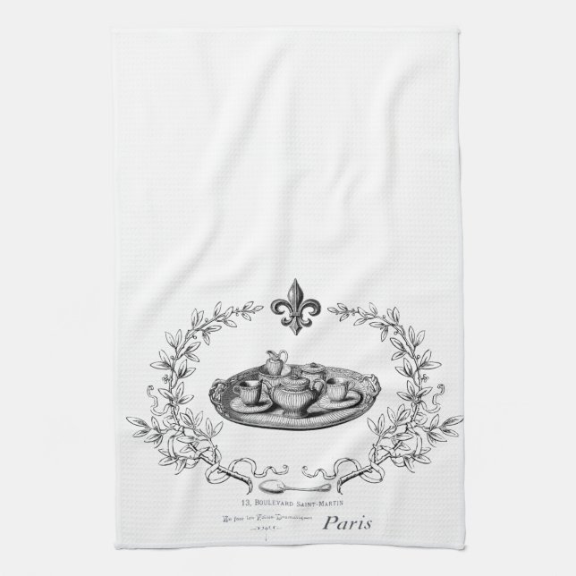 Vintages Teetuch Paris Teaset Handtuch (Vertikal)