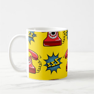 Vintages Telefon: abstrakte nahtlose Muster. Kaffeetasse