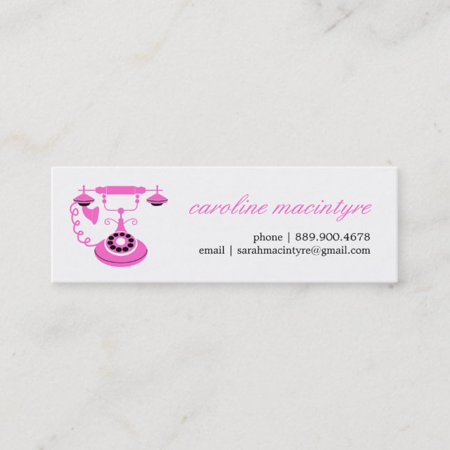 Vintages Telefon-nennende Minikarten Telefonnummerkarte (Vorderseite)