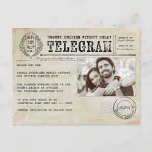 Vintages Telegramm Altes  Foto Ankündigungspostkarte