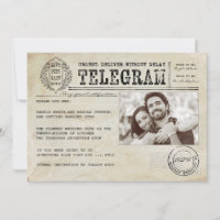 Vintages Telegramm Altes Save the Date Foto