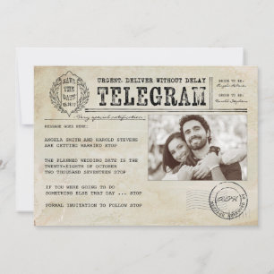 Vintages Telegramm Altes Save the Date Foto Ankündigung